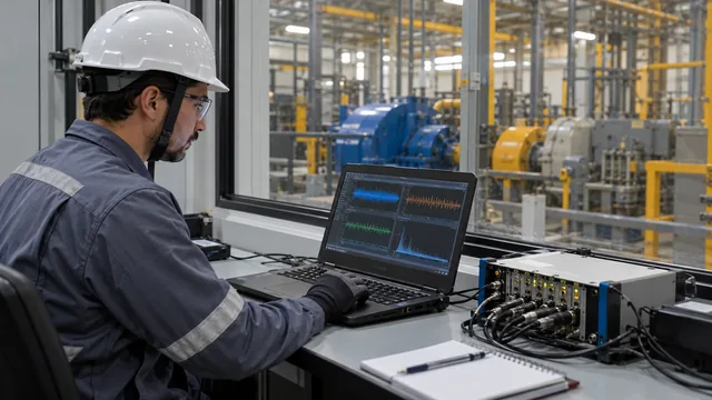 Análise de dados de máquinas em estação de monitoramento industrial. — imagem ilustrativa
